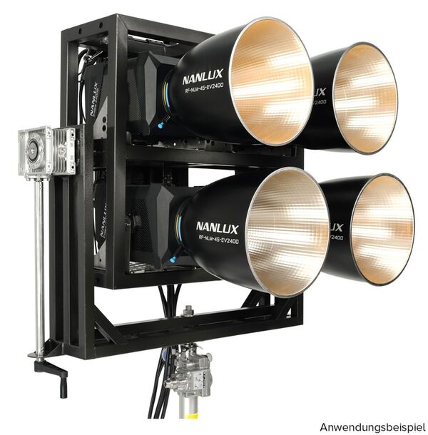 Nanlux FR-EV-4-HYK Halterahmen für 4 x Evoke 2400B. Inkl. Montagebügel mit Normzapfen 28 mm. Halterahmen schwenkbar mittels Einstellhilfe mit Handkurbel. 