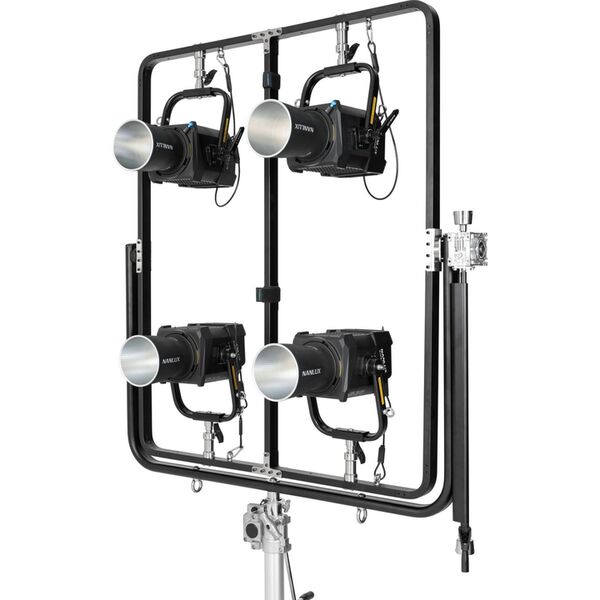 Nanlux FR-JP-4 Halterahmen für 4 Evoke-Scheinwerfer 900C/1200/1200B (auch mit Fresnel-Vorsätzen) großer Montagebügel mit Normzapfen 28 mm. Halterahmen 360° s 