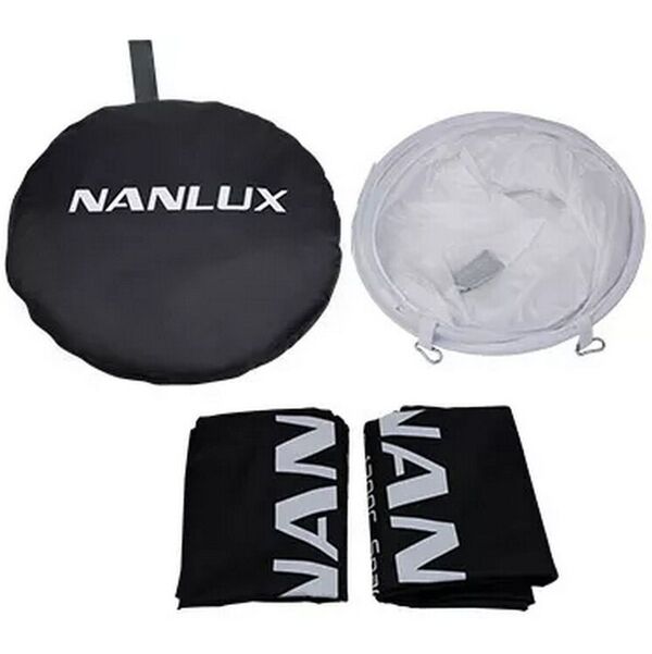 Nanlux SB-SL-DN650C Spacelight-Softbox ø 860 x 1000 mm mit 2 abnehmbaren Lichtschürzen und Aufbewahrungshülle für Dyno 650C 