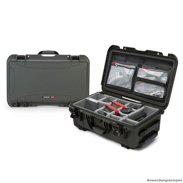 Nanuk Case 935 mit Deckel, org./Teiler - Pro Photo Kit  olivgrün