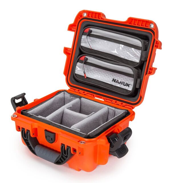 Nanuk Case 905 mit Deckel org. - mit Trennwand - Pro Photo Kit  orange