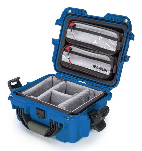 Nanuk Case 905 mit Deckel org. - mit Trennwand - Pro Photo Kit  blau