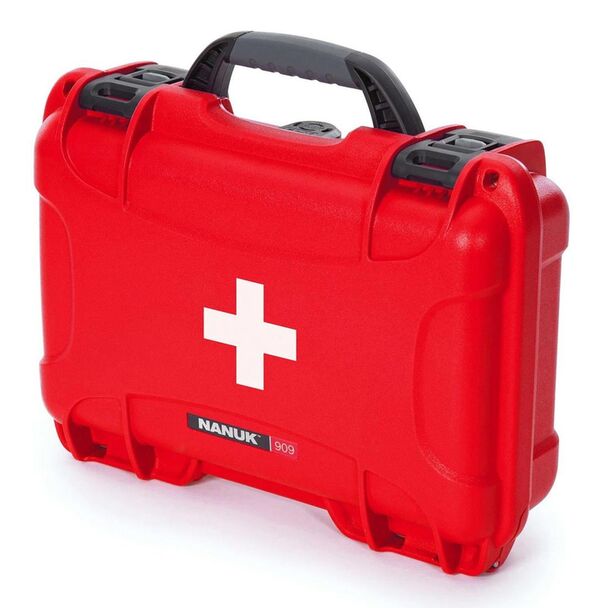 Nanuk Case 909 leer – mit Erste-Hilfe-Logo – Rot 