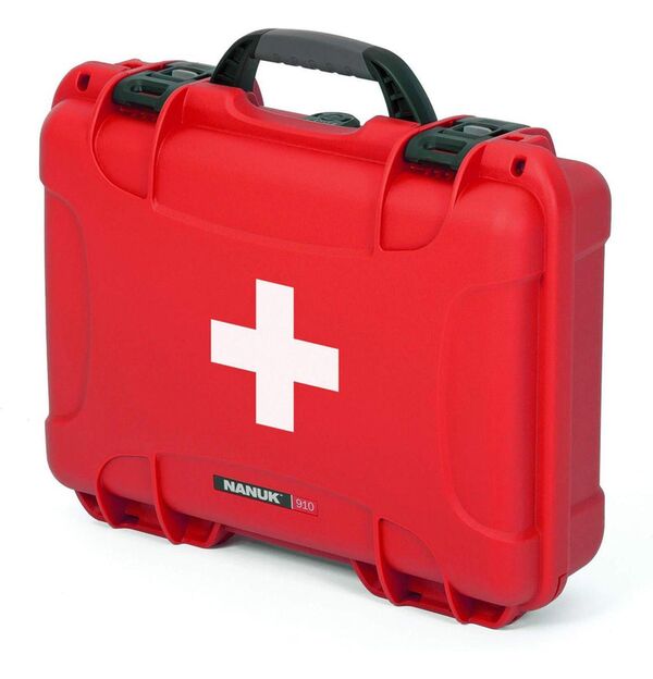 Nanuk Case 910 leer – mit Erste-Hilfe-Logo – Rot 