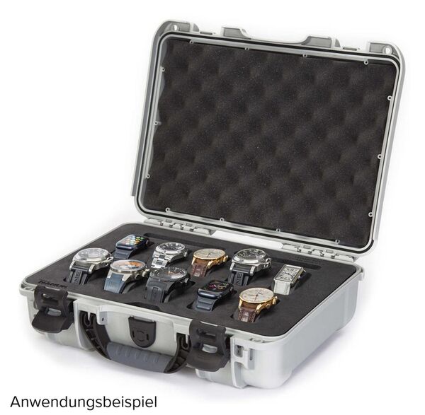 Nanuk Case 910 mit Schaumstoffeinlage für 10 Uhren  silber