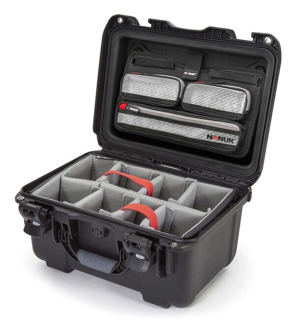 Nanuk Case 918 mit Deckel org. - mit Trennwand - Pro Photo Kit  schwarz