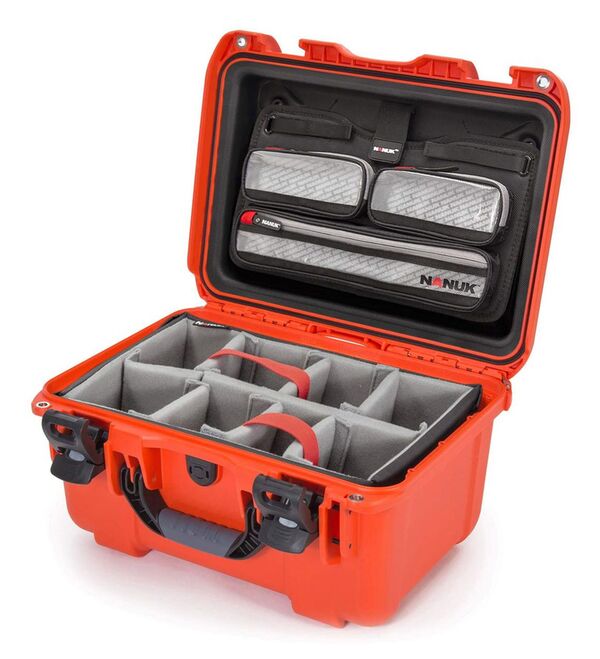 Nanuk Case 918 mit Deckel org. - mit Trennwand - Pro Photo Kit  orange