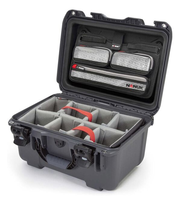Nanuk Case 918 mit Deckel org. - mit Trennwand - Pro Photo Kit  antrazit