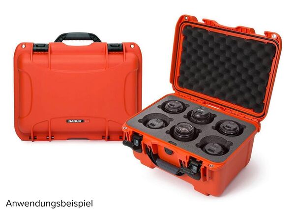 Nanuk Case 918 mit Schaumstoffeinlage für 6 Objektive  orange
