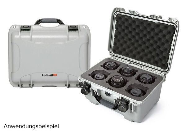 Nanuk Case 918 mit Schaumstoffeinlage für 6 Objektive  silber