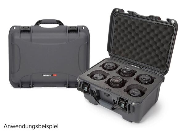 Nanuk Case 918 mit Schaumstoffeinlage für 6 Objektive  antrazit