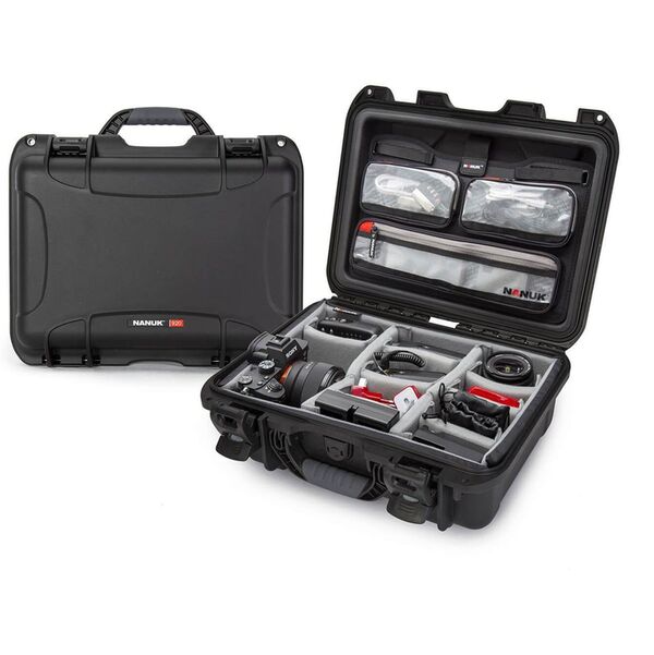 Nanuk Case 920 mit Deckel org. - mit Trennwand - Pro Photo Kit  schwarz