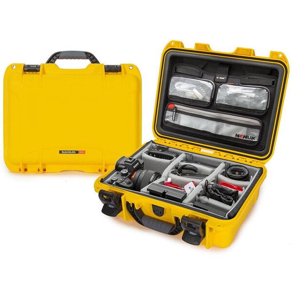 Nanuk Case 920 mit Deckel org. - mit Trennwand - Pro Photo Kit  gelb