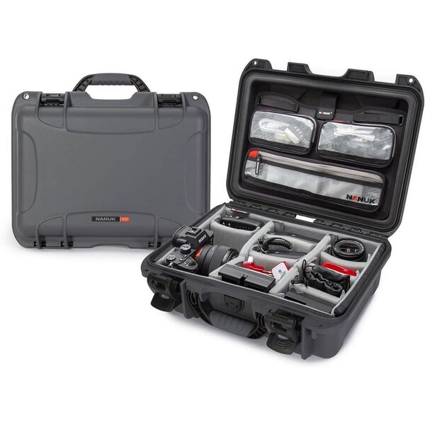 Nanuk Case 920 mit Deckel org. - mit Trennwand - Pro Photo Kit  antrazit