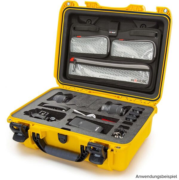 Nanuk Case 925 mit Deckel org. - mit/ohne für 1 DSLR-Gehäuse  gelb