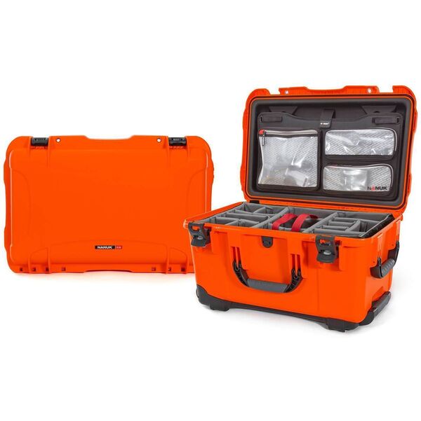 Nanuk Case 938 mit Deckel org. - mit Trennwand - Pro Photo Kit  orange