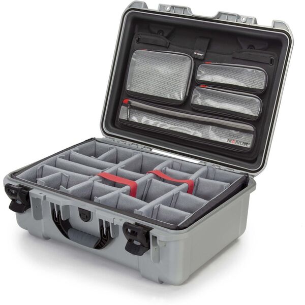 Nanuk Case 940 mit Deckel org. - mit Trennwand - Pro Photo Kit  silber