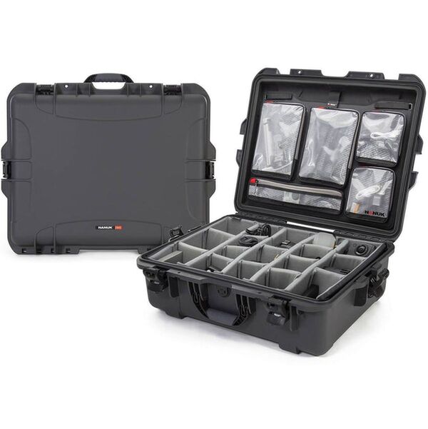 Nanuk Case 945 mit Deckel org. - mit Trennwand - Pro Photo Kit  orange