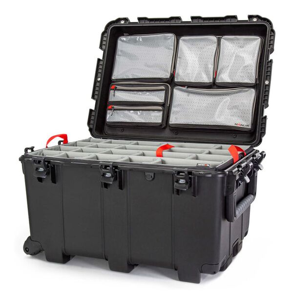 Nanuk Case 975 mit Deckel org. - mit Trennwand - Pro Photo Kit  schwarz nur Räder