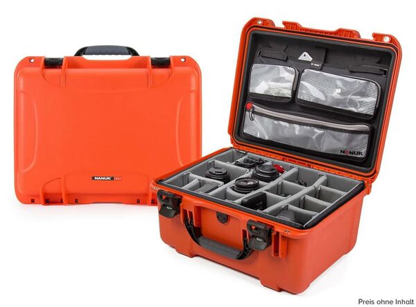 Nanuk Case 933 mit Deckel, org./Teiler – Pro Photo Kit  orange