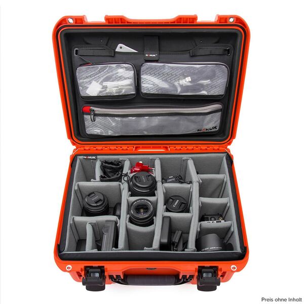 Nanuk Case 933 mit Deckel, org./Teiler – Pro Photo Kit  orange