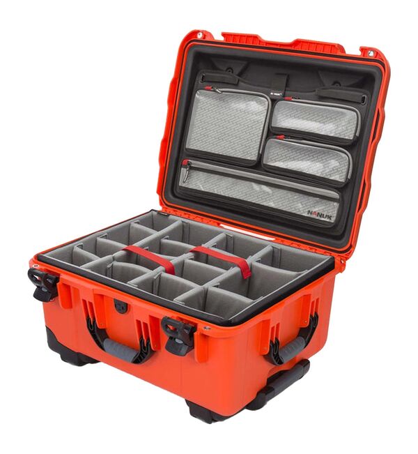 Nanuk Case 950 mit Deckel org. - mit Trennwand - Pro Photo Kit  orange