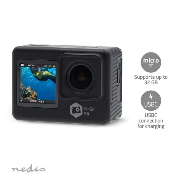 NEDIS 5K Dual-Screen HD-Actioncam schwarz 