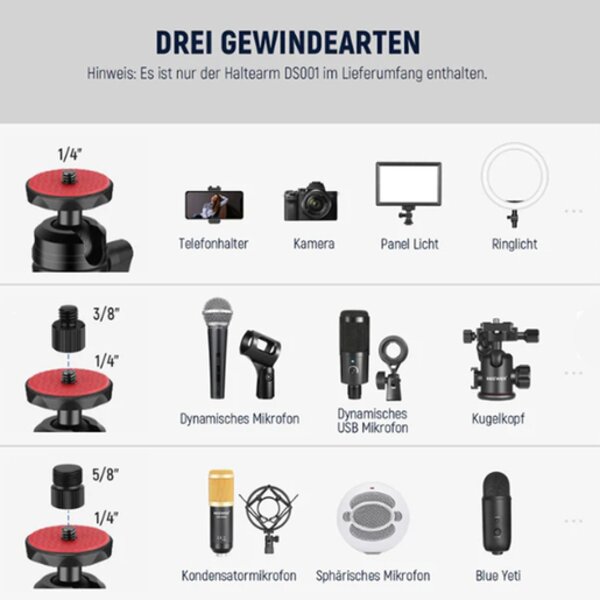 Neewer DS001 Tisch Überkopf- Kamerahalterungsarm 