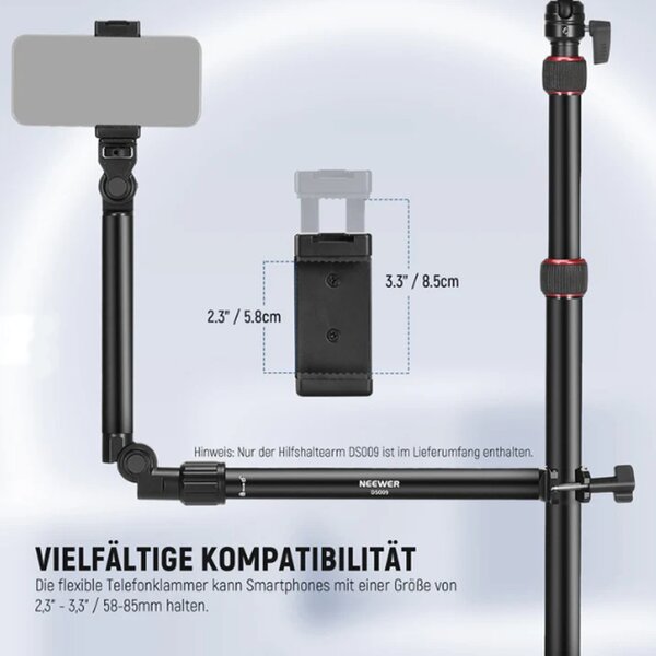 Neewer DS009 Overhead Kamera- Halterung Arm mit Telefonclip 