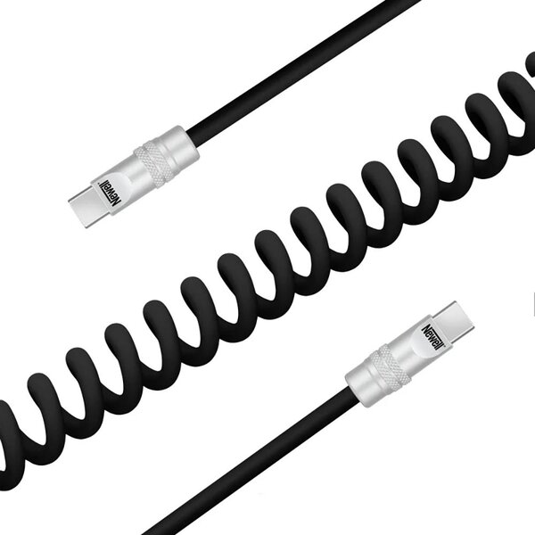 Newell USB-C - USB-C 100 W Kabel, 1,5 m, Silikon, Spiral  schwarz
