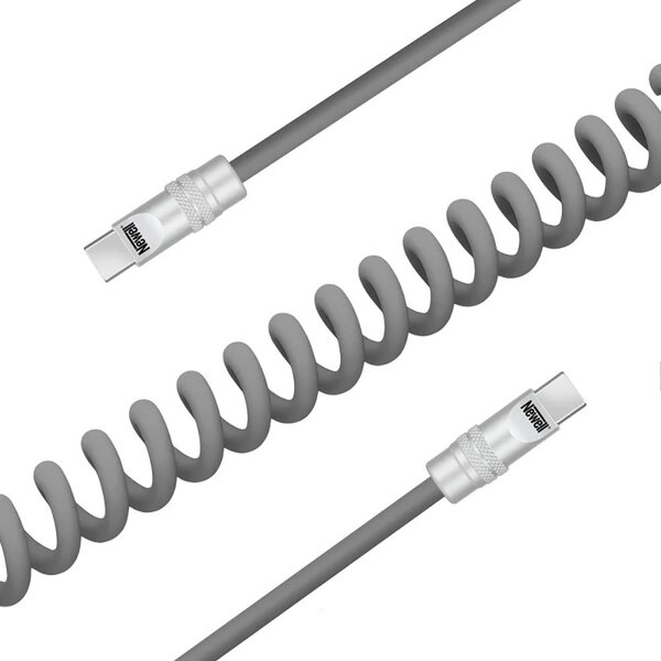Newell USB-C - USB-C 100 W Kabel, 1,5 m, Silikon, Spiral  Grau