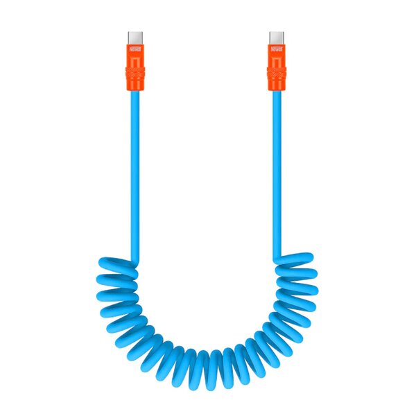 Newell USB-C - USB-C 100 W Kabel, 1,5 m, Silikon, Spiral  blau-orange