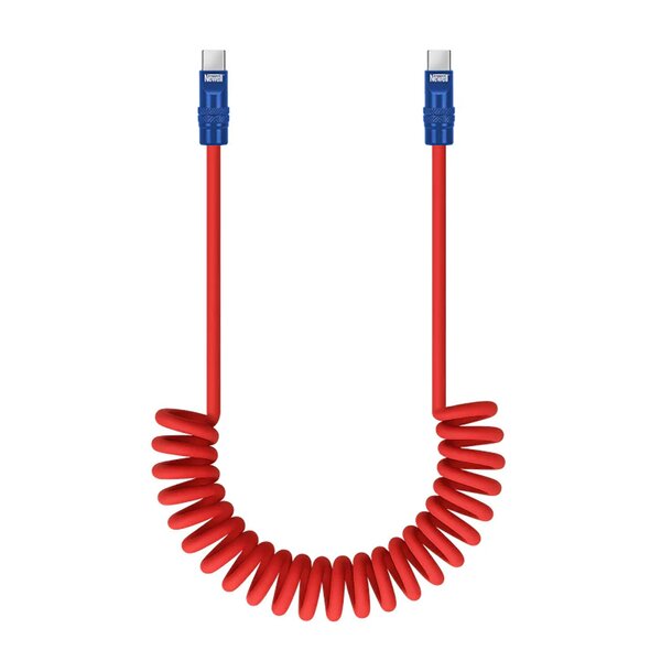 Newell USB-C - USB-C 100 W Kabel, 1,5 m, Silikon, Spiral  Rot-Navy-Orange