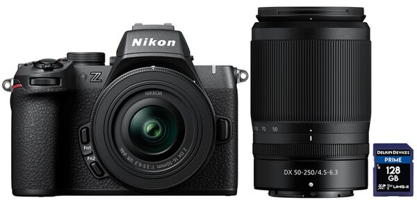 Nikon Z50 II + DX 16-50 VR + 50-250 VR + Delkin SD-Karte 128 GB 