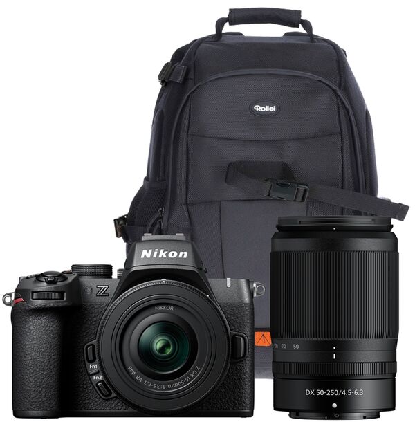 Nikon Z50 II + DX 16-50 VR + 50-250 VR + Rollei Fotoliner Fotorucksack M 
