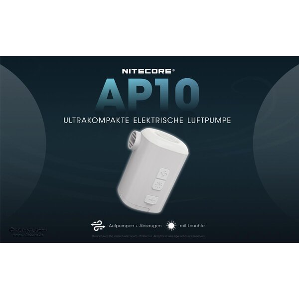 Nitecore AP10 - elektronische Luftpumpe, mit LED-Leuchte 
