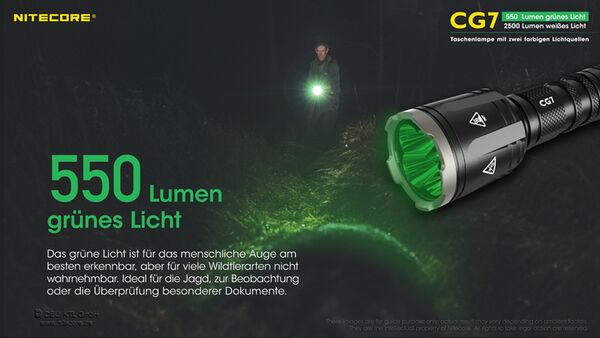 Nitecore Chameleon CG7 - 2500 Lumen Weißlicht, 540 Lumen grünes Licht 