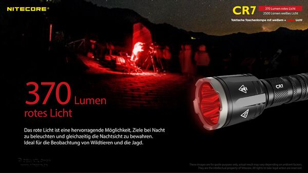 Nitecore Chameleon CR7 - 2500 Lumen Weißlicht, 370 Lumen rotes Licht 