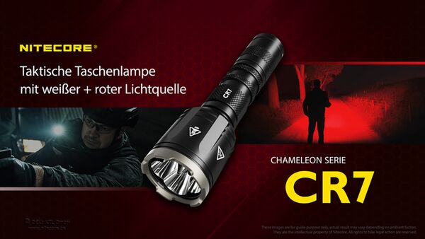 Nitecore Chameleon CR7 - 2500 Lumen Weißlicht, 370 Lumen rotes Licht 