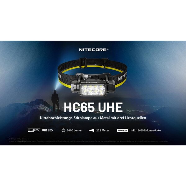 Nitecore HC65 UHE grau - 2000 Lumen - 3 Lichtquellen 