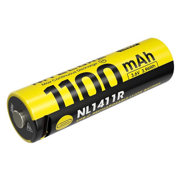 Nitecore Li-Ion Akku 14500, 1100mAh, USB-C, NL1411R 