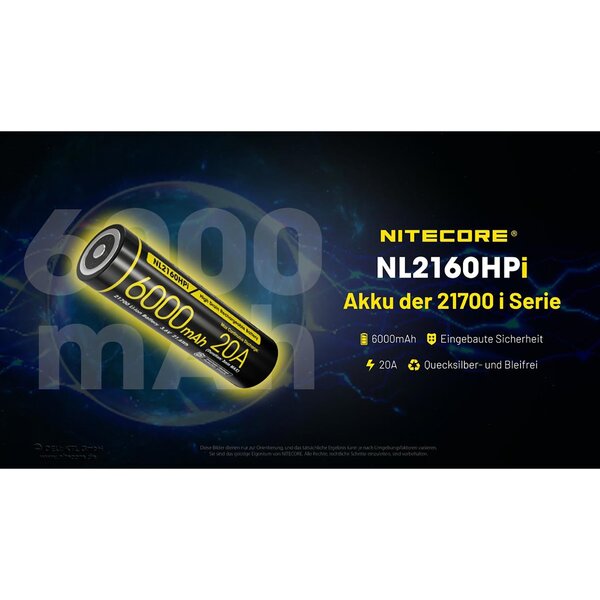 Nitecore LI-Ion Akku 21700, 6000mAH, NL2160HPI 