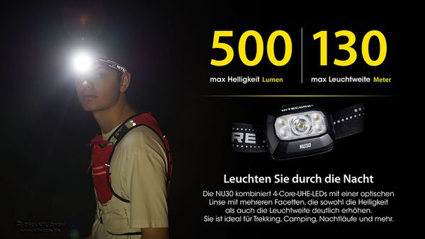 Nitecore Nitecore NU30 - schwarz, 500 Lumen 