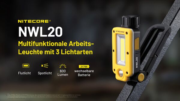 Nitecore NWL20 - Arbeitsleuchte, 600 Lumen 