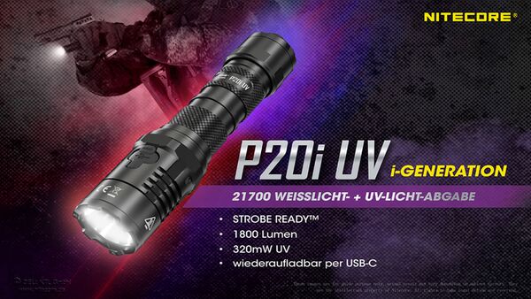 Nitecore P20i UV - 1800 Lumen + UV-Licht 