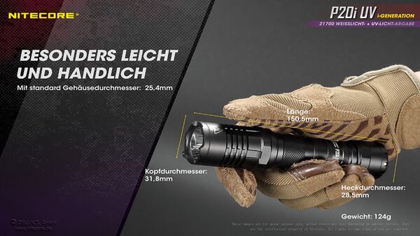 Nitecore P20i UV - 1800 Lumen + UV-Licht 