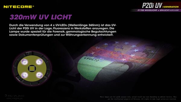 Nitecore P20i UV - 1800 Lumen + UV-Licht 