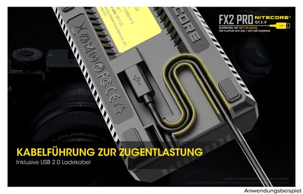 Nitecore USB-Ladegerät mit LCD-Display  FX2PRO für Fujifilm NP-T125