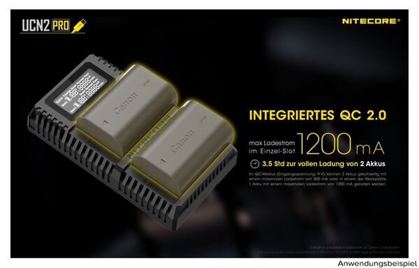 Nitecore USB-Ladegerät mit LCD-Display  UCN2PRO für Canon LP-E6N