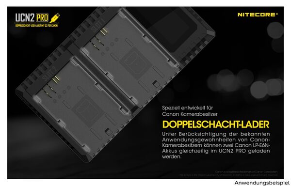 Nitecore USB-Ladegerät mit LCD-Display  UCN2PRO für Canon LP-E6N